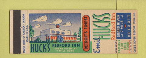 Matchbook Cover - Emil Hick's Restaurant Detroit MI Redford Inn