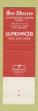 Matchbook Cover - Sundancer Restaurant Best Western Fort Worth TX Full Length