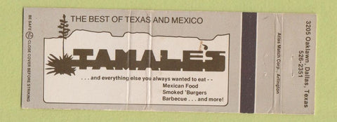 Matchbook Cover - Tamale's Mexican Restaurant Dallas TX WEAR  Full Length
