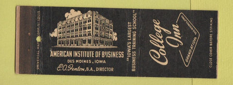 Matchbook Cover - College Inn Des Moines IA WEAR