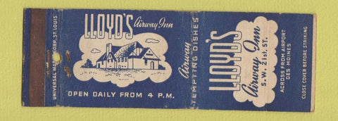 Matchbook Cover - Lloyd's Airway Inn Des Moines IA WEAR