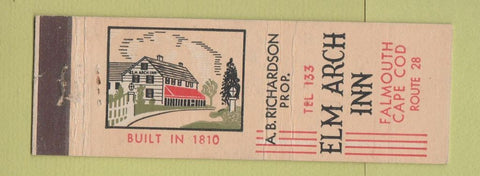 Matchbook Cover - Elm Arch Inn Falmouth MA low phone #