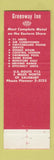 Matchbook Cover - Greenway Inn Salisbury MD