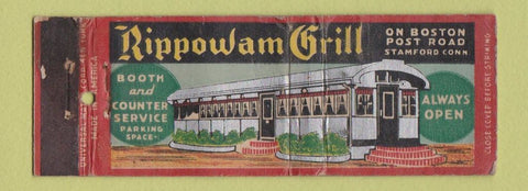 Matchbook Cover - Rippowam Grill Stamford CT deco WORN Full Length
