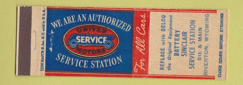 Matchbook Cover - Sinclair oil gas Riverton WY Delco Battery