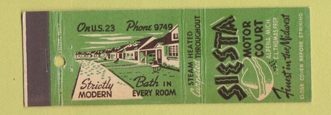 Matchbook Cover - Siesta Motor Court Alpena MI