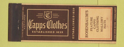 Matchbook Cover - Kapps Men's Clothes Rosenbaum's