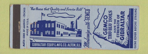 Matchbook Cover - Gemco Tru Blu Tools Gibraltar Equipment Alton IL WEAR