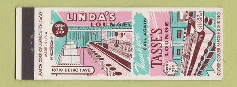 Matchbook Cover - Tasse's Lounge Linda's Lakewood OH