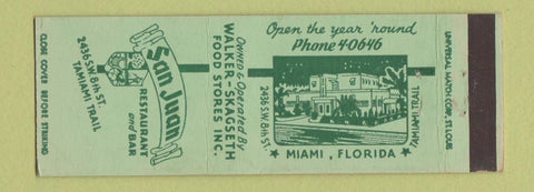 Matchbook Cover - San Juan Restaurant Bar Miami FL