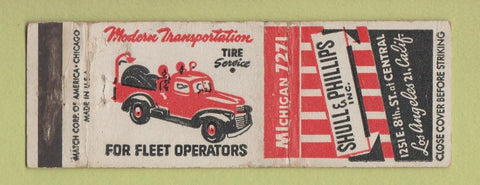 Matchbook Cover - Shull & Phillips Los Angeles CA Tire Service