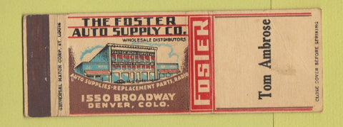 Matchbook Cover - Foster Auto Supply Parts Denver Colorado WEAR