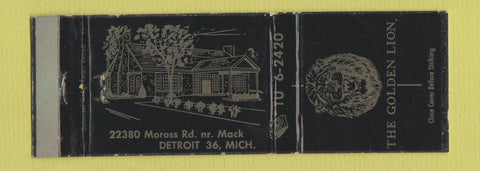 Matchbook Cover - The Golden Lion Detroit MI