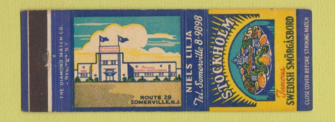 Matchbook Cover - Stockholm Swedish Smorgasbord Somerville NJ