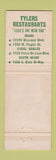 Matchbook Cover - Tyler's Restaurants Miami Coral Gables FL