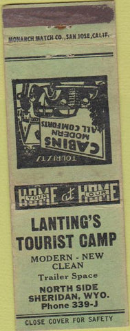 Matchbook Cover - Lanting's Tourist Camp Sheridan WY WEAR