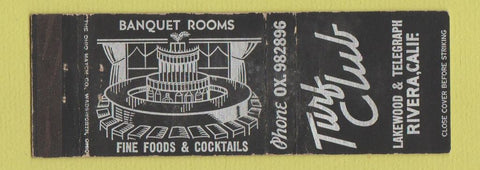 Matchbook Cover - Turf Club Riviera CA WEAR