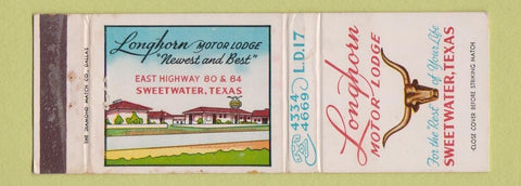 Matchbook Cover - Longhorn Motor Lodge Sweetwater TX