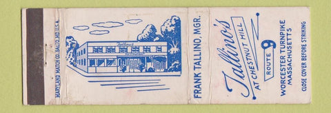 Matchbook Cover - Tallino's Worcester Turnpike MA WEAR