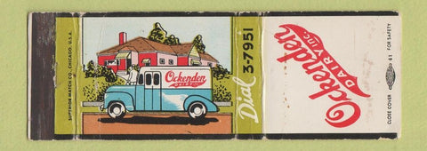 Matchbook Cover - Ockenden Dairy Auburn NY WORN BACK