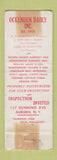 Matchbook Cover - Ockenden Dairy Auburn NY WORN BACK