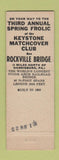 Matchbook Cover - Keystone Match Club Rockville Bridge Harrisburg PA Full Length