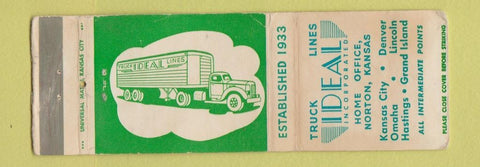 Matchbook Cover - Ideal Trucking Lines Norton KS WORN