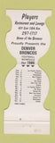 Matchbook Cover - Denver Broncos Football 1986 Players Denver Colorado