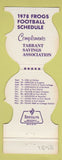 Matchbook Cover - TCU Horned Frogs Football 1978 Tarrant Savings
