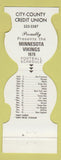 Matchbook Cover - Minnesota Vikings Football 1979 City County Credit Union