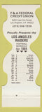 Matchbook Cover - Los Angeles Raiders Football 1984 F&A Credit Union Los Angeles