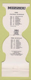 Matchbook Cover - Missouri Tigers Football 1986 Farmers State Bank