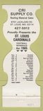 Matchbook Cover St Louis Cardinals Football 1985 CRI Supply Roofing ST Louis MO