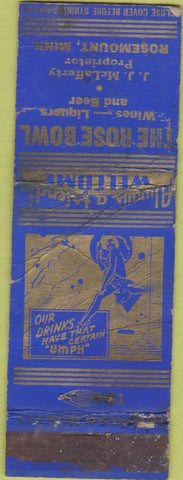 Matchbook Cover - The Rose Bowl Rosemount MN girlie POOR