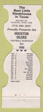 Matchbook Cover - Houston Oilers Football 1980 Best Little Steak House TX