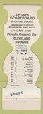 Matchbook Cover - Cleveland Browns Football 1984 Sports Scoreboard Boardman OH