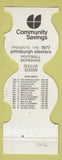 Matchbook Cover - Pittsburgh Steelers Football 1977 Community Savings
