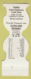 Matchbook Cover - Cleveland Browns Football 1982 Parma School CU Strongsville OH