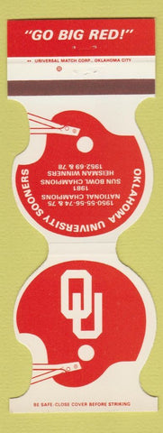 Matchbook Cover - Oklahoma Sooners Football 1982 Hodgdon Match Collector