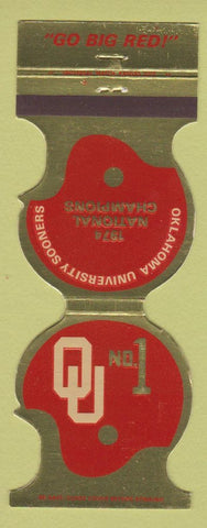 Matchbook Cover - Oklahoma Sooners Football 1975 Adams Chevrolet Norman OK