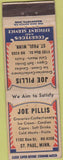 Matchbook Cover - Joe Pillis Groceries St Paul MN