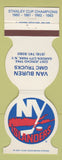 Matchbook Cover New York Islanders Hockey 1984 Van Buren GMC Garden City Park NY