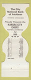 Matchbook Cover - Kansas City Chiefs Football 1980 Bank Atchison KS WEAR