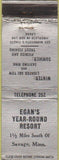 Matchbook Cover - Egan's Year Round Resort Savage MN