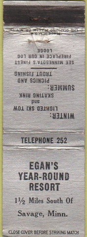 Matchbook Cover - Egan's Year Round Resort Savage MN