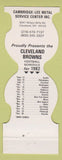 Matchbook Cover - Cleveland Browns Football 1982 Cambridge Lee Metal OH