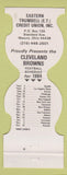 Matchbook Cover - Cleveland Browns Football 1984 Eastern Trumbell CU Masury OH