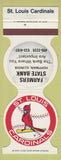 Matchbook Cover - St Louis Cardinals Baseball 1986 Bank Hoffman IL