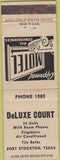 Matchbook Cover - Deluxe Court Fort Stockton TX