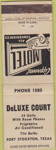 Matchbook Cover - Deluxe Court Fort Stockton TX